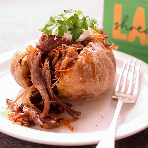 Rare & Pasture Baked potatoes with R & P shredded lamb